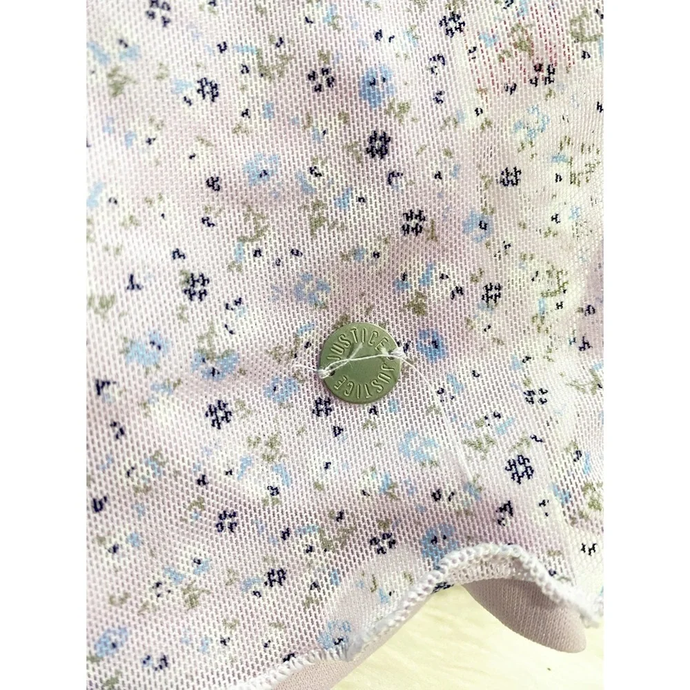 Justice girls floral purple sheer tank lined short sleeve top sz10 NWT